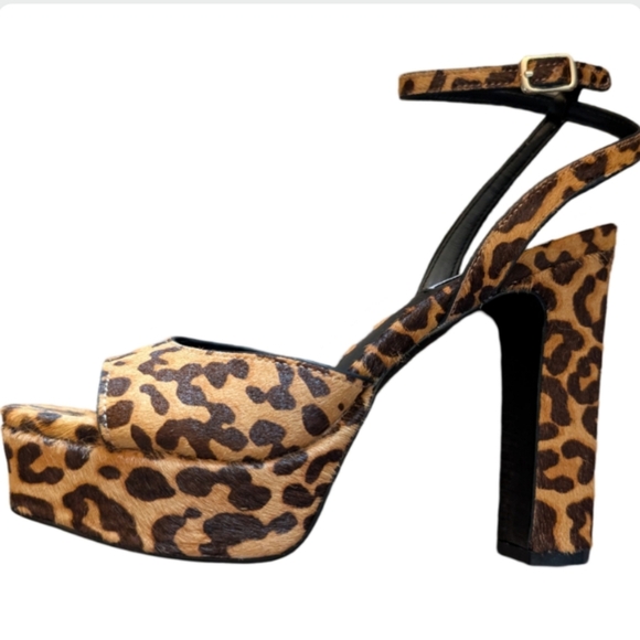 Steve Madden Assured Leopard Print Real Fur Platform Heels 6.5 - Picture 5 of 12